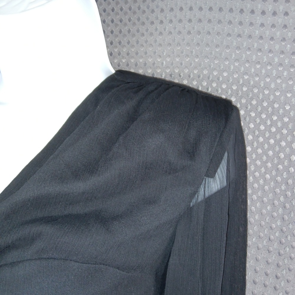 Express Black Ruched Top Small Whimsigoth Sheer Sleeve Fitted Y2K - Picture 7 of 14